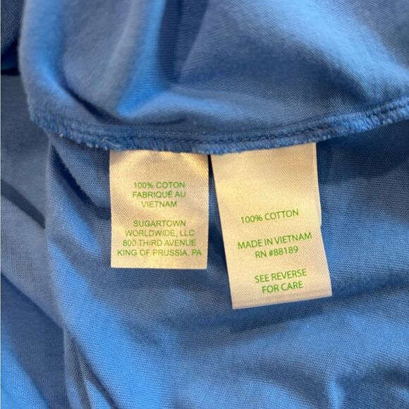 Lilly Pulitzer DiCola Top T Shirt Boca Blue Cotton XS Puff Sleeves - Picture 3 of 6